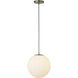 Sol 1 Light 12 inch White Pendant Light Ceiling Light, Globe